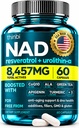 Tambahan NAD 300Mg Ekstra Kekuatan NMN Lipomal + Green Tea untuk Perempuan & Pria & w / Urolithish A, Resveratrol, CoQ10, Alpha Lipoic Acid