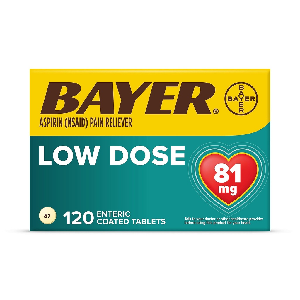 Regimen Bayer Aspirin, 81mg Entiic Coated Tablet, Reliever / Fever Reducer, 120 Count