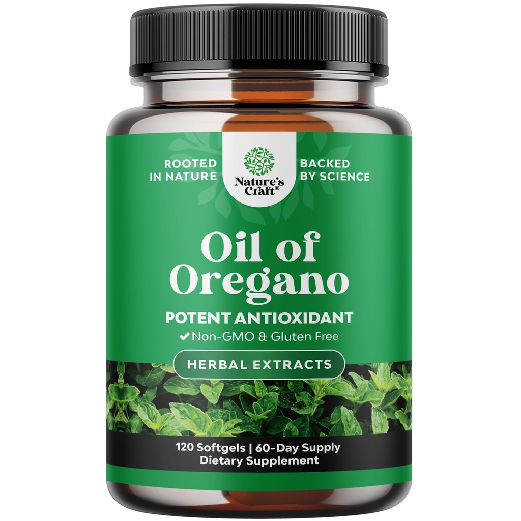 Wild Oregano Oil Softgeels - Super berkonsentrasi Softgels Oil of Oregano dengan Carvacrol 70% untuk Dibuble & Imune Dukungan - Herbal Supplemen, Detox Tubuh & Repair - 120 Ct