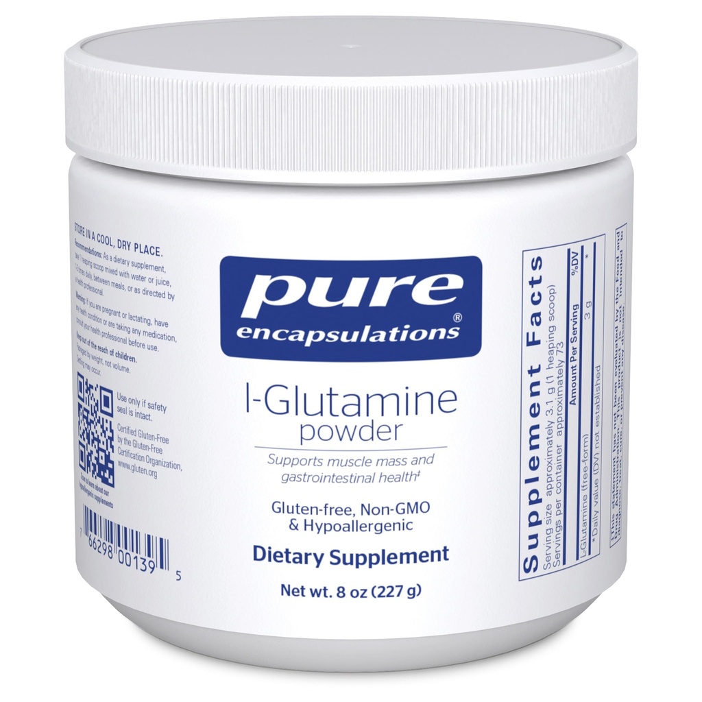Encapsulasi L- Glutamine Powder - Suplemen Imune dan Digetical Dukungan, Gut Health and Lining, Metabolisme, dan Dukungan Otot * - dengan Hak Murni Bentuk L- Glutamin - 8 Ounces