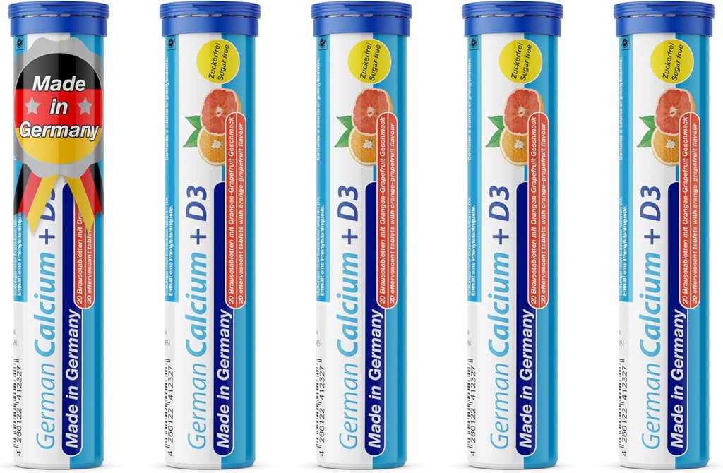 Kalsium Jerman + VIT. D-100 Vegetarian Drink Effervescent Tablet Jeruk - Grapefruit Flavor - dibuat di Jerman