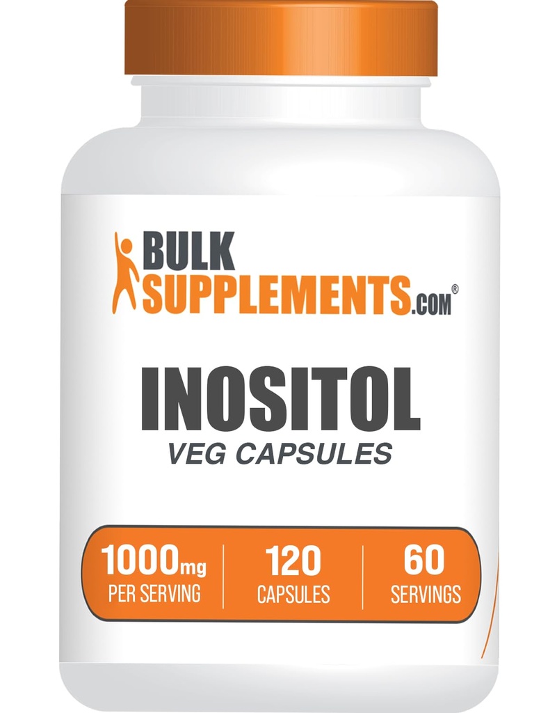 BulkSuplements.com Inositol Capsules - Vitamin B8, Inositol 1000mg untuk Overall Wellness - Gluten Bebas, 2 Kapsul per Serving, 120 Cacah (Paket 1)