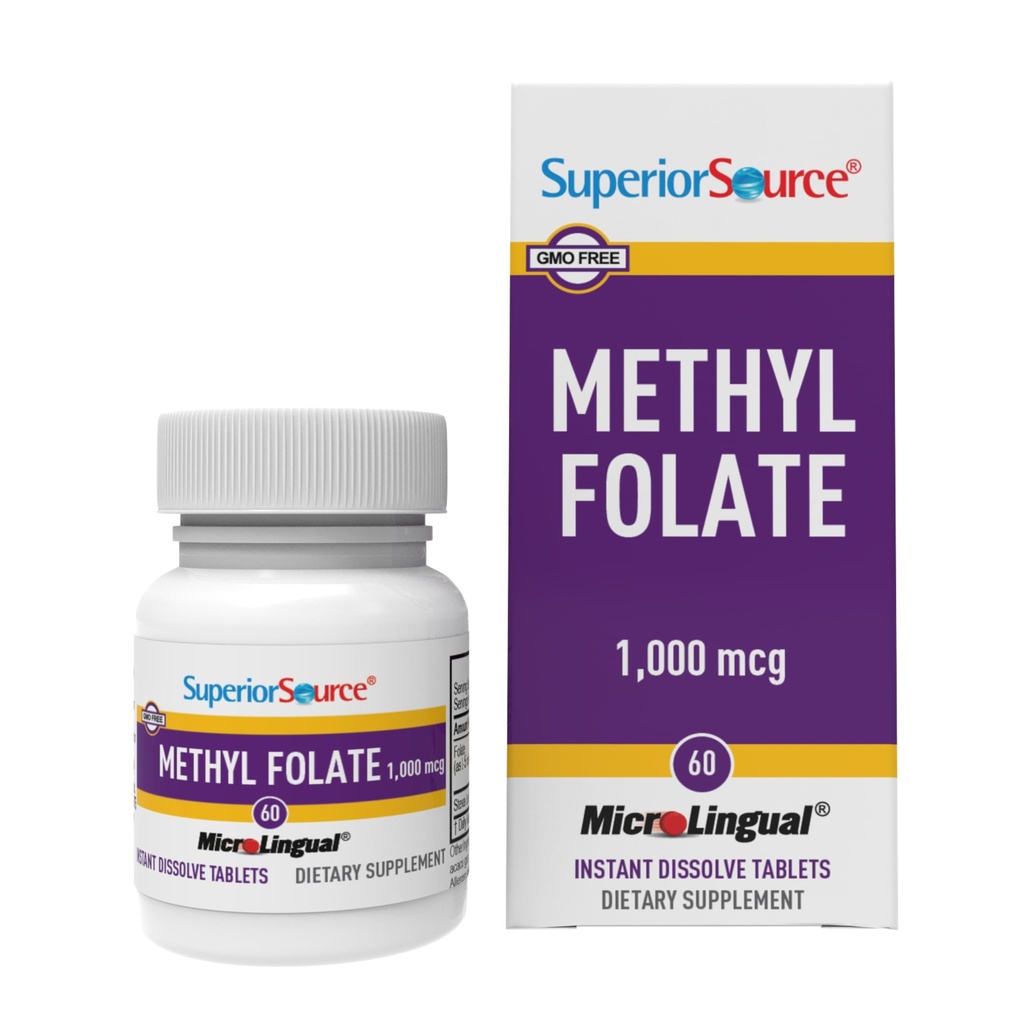 Metode Sumber Superior Gagal 1.000 mcg - Penambahan Pemasangan Perempuan & Pria - Methylated Falour Suileous Pasokan Sistem Gugup & Red Blood - 60 Sublingual Dissoling Tablets