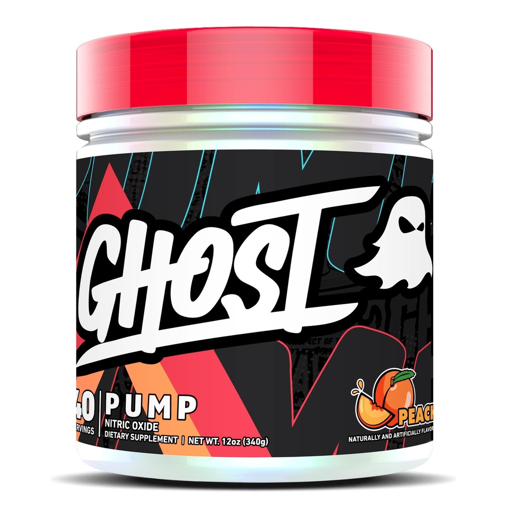GHOST Pompa Nitric Oxide Powder, Peach - 40 Servis - Sugar- Free & Stim-Free Pre-Workout Suplemen - L- Citrulline, Arginine Nitrate & L- Glutathione - Soy & Gluten- Free, Vegan