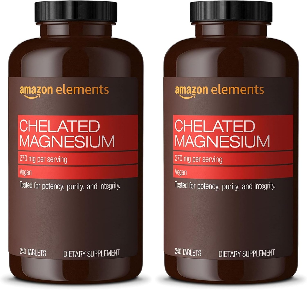 Elemen - Melelehkan Magnesium, 240 tablet, 270 mg per Serving, seperti Magnesium Glycinate Chelate, Vegan (pak 2)