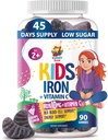 SUNNY SAM Iron Gummies for Kids & Teens - 10mg Iron Vitamin with Vitamin C - Lower - Sugar Chewable Gummy Support, Support Red Blood Cell Production for Children & Teen Girls