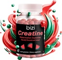 Bizi Creatine Watermelon Gummies for Men & Women, Creatine Monohydrate Gummies, Watermelon Flatine Creatine Gummy, Workout, Muscle Growth, & Recovery Supplemen, Vegan & Gluten Free (60)