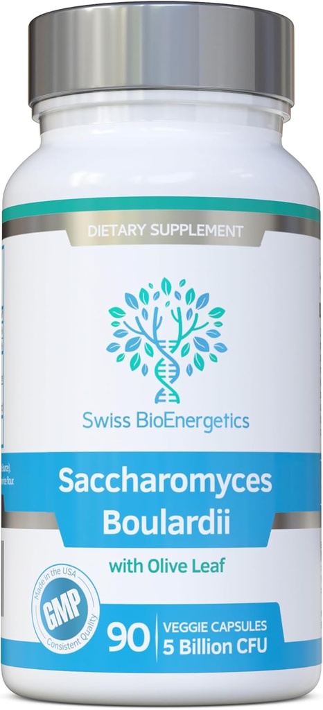 Saccharomyces Boulardii 5 Milyar CFU 90 Capsules - Tidak Perlu Recoperation - Kekuatan Tinggi Bukan-Colonising Yeast dengan sinergistic Olive Leaf, Biotin dan Vitamin D3