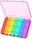 Daviky Daily Pill Box Organizer - 7 Day Pill Box dengan 3 kompartemen, Holds Vitamin dan Medication