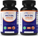 Vitamatic 2 Packs MCT Oil Capsules 3000 mg per Serving - 180 Softgels - dari Coconut Oil - mengandung 55% caprylic Acid C8 dan 40% capric Acid C10 (Total 360 Softgel)