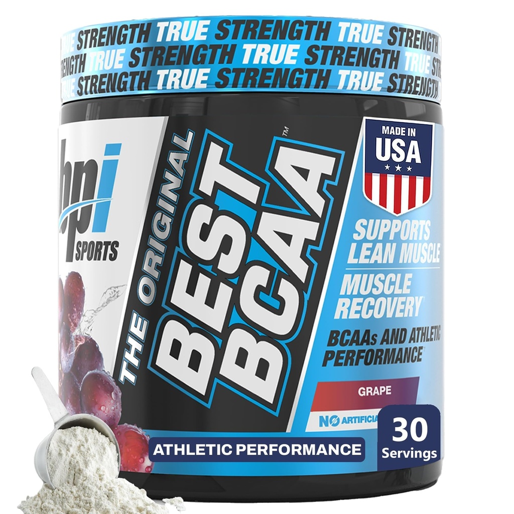 BPI Sports Best BCAA Powder - Dukungan Muscle Recovery - Branched Chain Acids 126; Building Blocks of Protein and Muscle - Post Workout Recovery - Hidration - Grape, 30 Servings