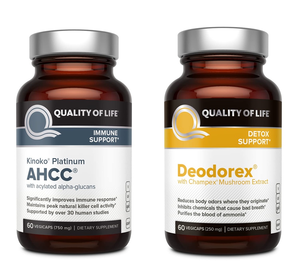 Kualitas Kehidupan Semua Dukungan Imunitas Natural dan Bundle Detox - Kinoko Platinum AHCC Mushroom Ekstraksi - Deodorex Detox Dukungan Tambahan