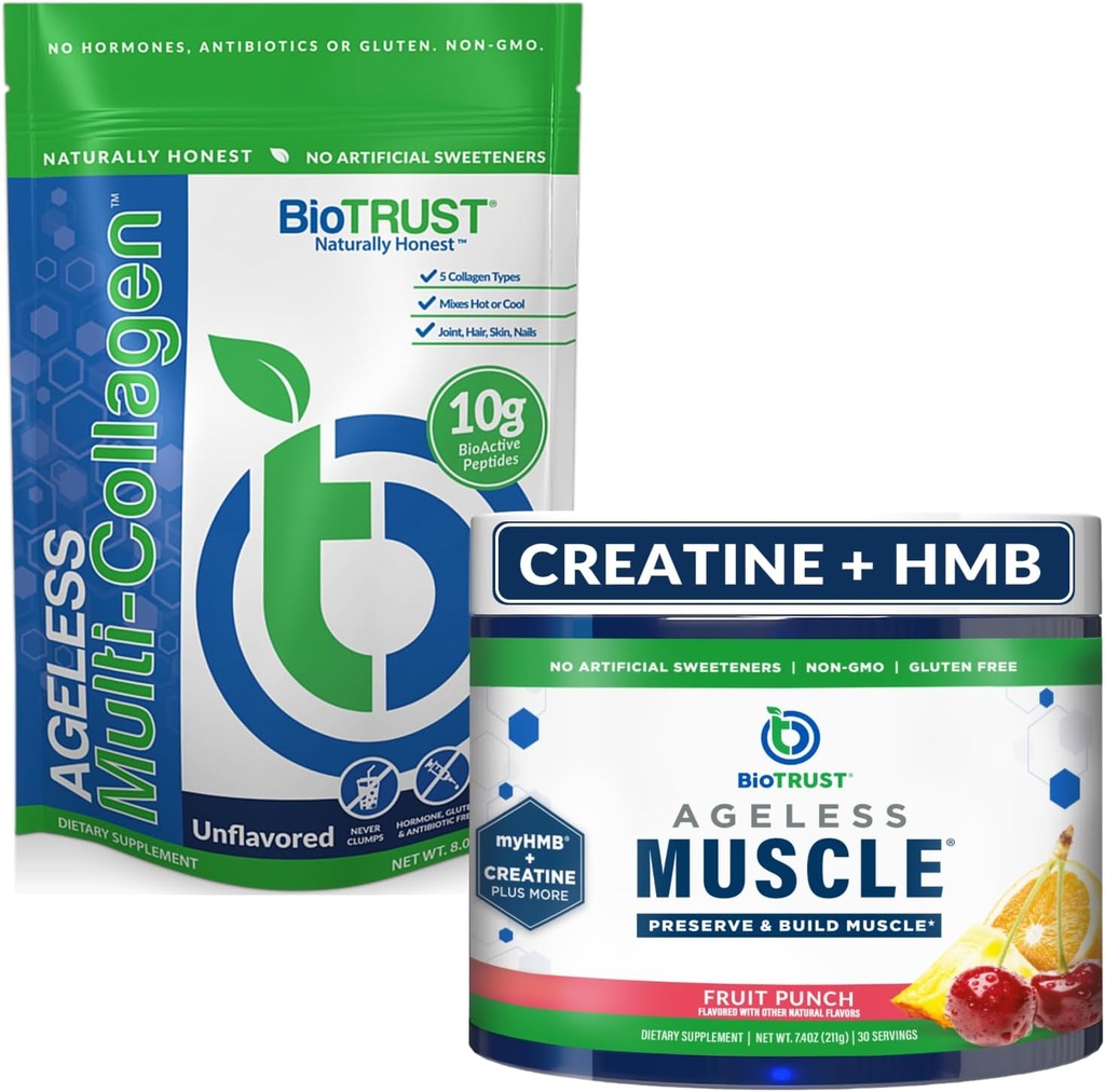 BioTrust Agneless Muscle (Fruit Punch) dan Multi Collagen (Unflamited) Bundle