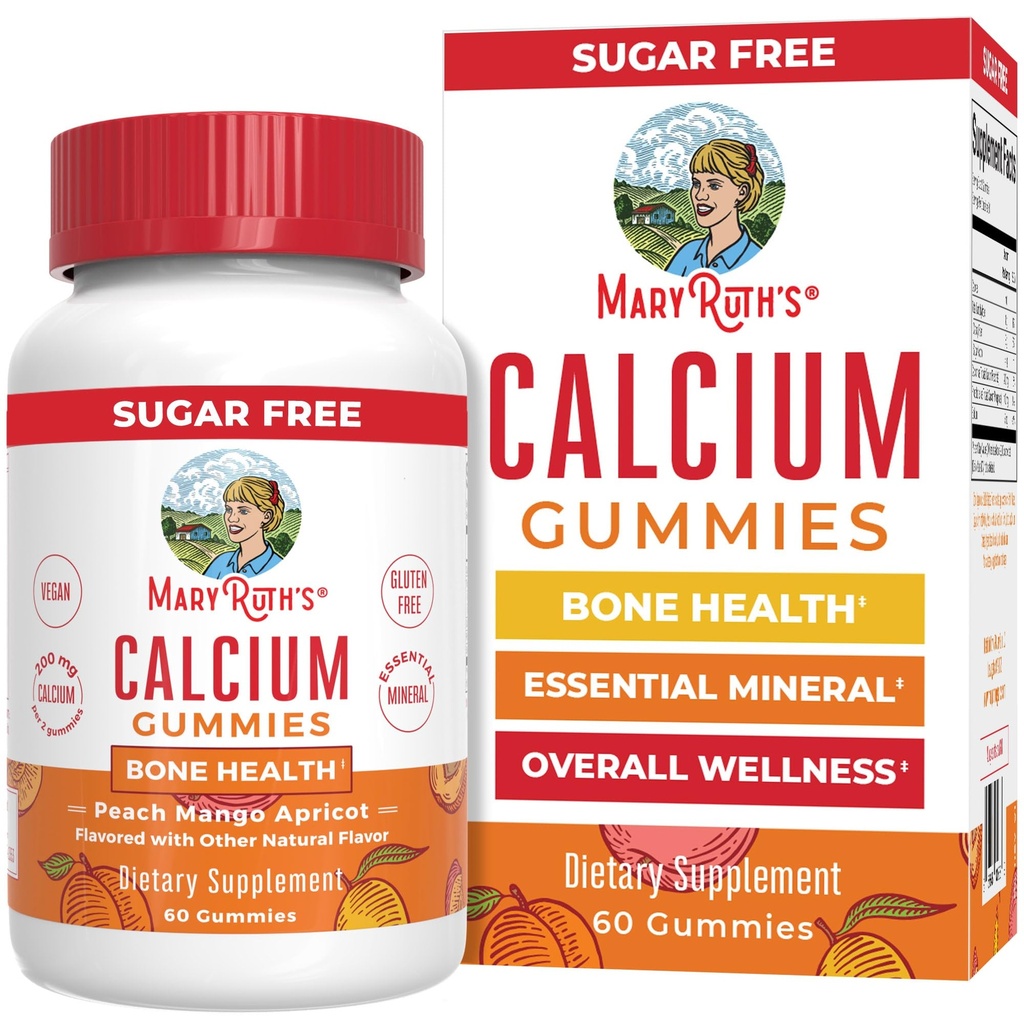 MaryRuth Organics Calcium Supplement; Sugar Free Aver4; Calcium Gummies for Women and Men Ages 14 + 124; Strong Bones and Teeth 124; Escale Mineral 124; Vegan 124; Gluten Free 124; 60 Count