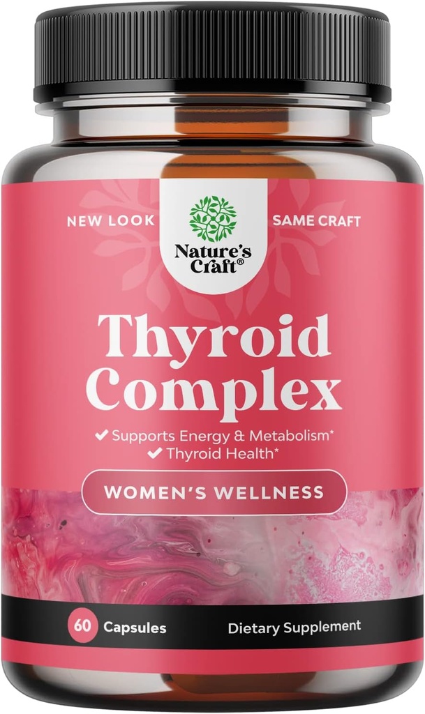 Adptogenic Thyroid Suplement with L Tyrosine Rhodiola and Astralus Root - Non-GMO Balancing Herbal Thyroid Energy Suplemen Kesehatan Wanita