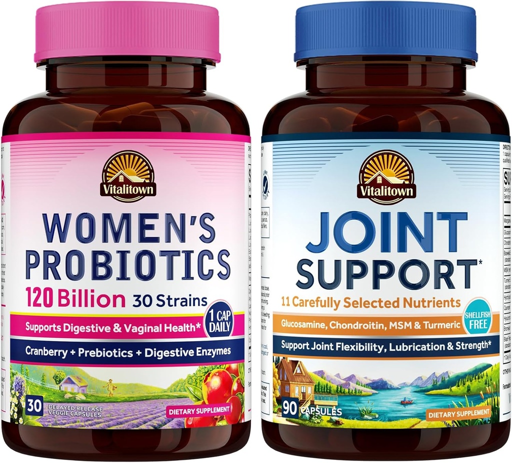 Probilion Vitalitown Probiotic & Gabungan Dukungan Bundle (Kembang 2); Probilion Perempuan 120 Miliar (Item 1) & Joint Dukung (Item 2) Shelf Stable 124; Gabungan & Women 's Health 124; Menopause