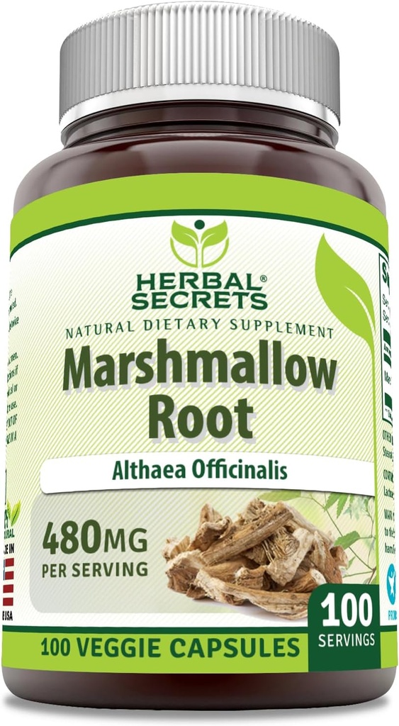 Herbal Secrets Marshmallow Extract Supplement 126; 480 Mg 124; 100 Vevgie Capsules 14; Non-GMO 124; Gluten Free 124; Dibuat di USA