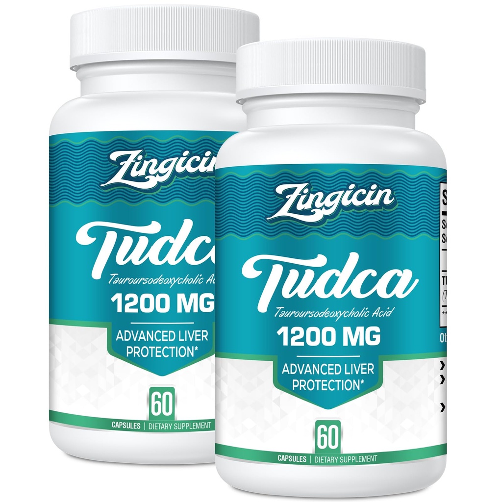 Suplemen TUDCA 1200mg - 120 Veggie Capsules, Suplemen TudCA Bile Salts yang kuat untuk Liver, Dibuffic