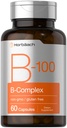 Horbäach B-100 Kompleks Vitamin 124; 60 Capsules 124; Non-GMO dan Gluten Free Suplemen