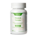 Vitamin B Complex, dengan Vitamin B1, B2, B3, B5, B6, B12, Acid folic, Choline, zinc, Calcium, inositol, untuk Brain and Heart Health, dan Dukungan Energi Cellular, 60 tablet