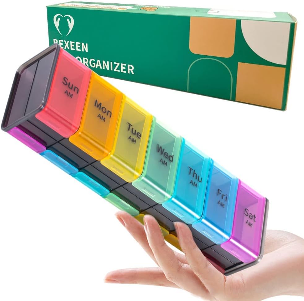 Extra Large Pill Organizer - XXL Pill Box 7 Day - Weekly Pill Organizer dengan AM PM Kompartemen Besar Kasus Pil Besar untuk Suplemen Pil Jumbo Hoder untuk Vitamin Large Medicine Organizer 2 Kali sehari