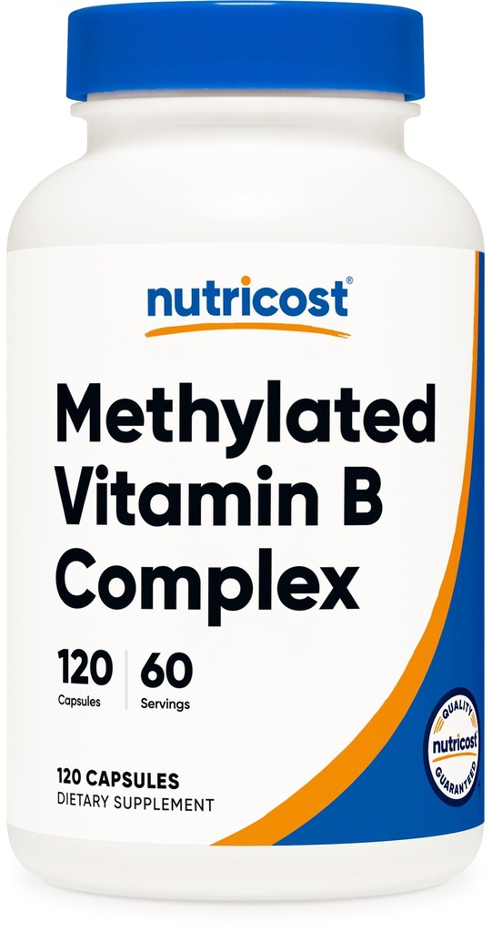 Metholated Nutricost Vitamin B Kompleks 120 Capsules - (60 Servings) Gluten- Bebas