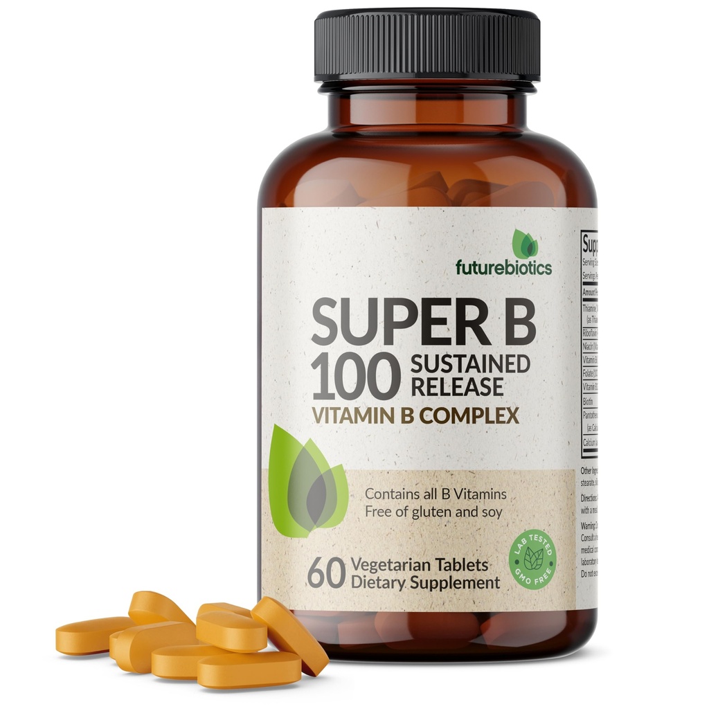 Futuregranit Super B 100 Lanjutkan Rilis Vitamin B Kompleks Non- GMO, 60 tablet Vegetarian