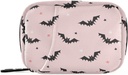 Halloween Bats Pink Pill Box 7 Day Travel Pill Organizer Bag dengan Zipper Weekly Vitamin Medicine Suplemen Hoder Pouch Bag