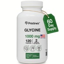 PRISTINE 'S Glycine 1000MG Amino Acid Suppport Capsules - 60 Day Suply - Muscle Recovery, Collagen & Kidney Dukungan Suplemen - Vegan, Non GMO, Gluten Free