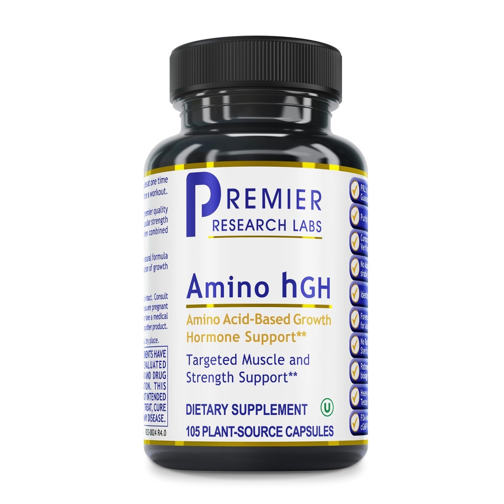 Premier Research Labs Amino HGH Suplemen untuk Pria, Suplemen HGH untuk Perempuan, Acids, L-Arginine, L-Lysine, HGH Enhancer, Dukung Manusia Hormones dan Muscle Growth
