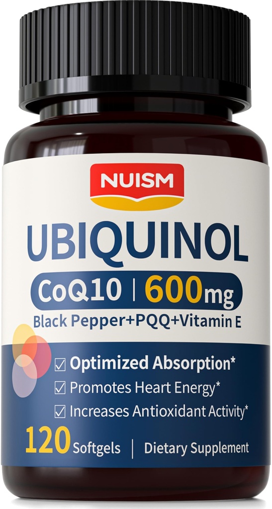 CoQ10 600mg Softgels, Ubiquinol Q10 Coenzim Suplemen, Coq 10 600mg Vitamin Maksimum Absorpsi, Antioksidant Dukungan untuk Kesehatan & Energi Hati
