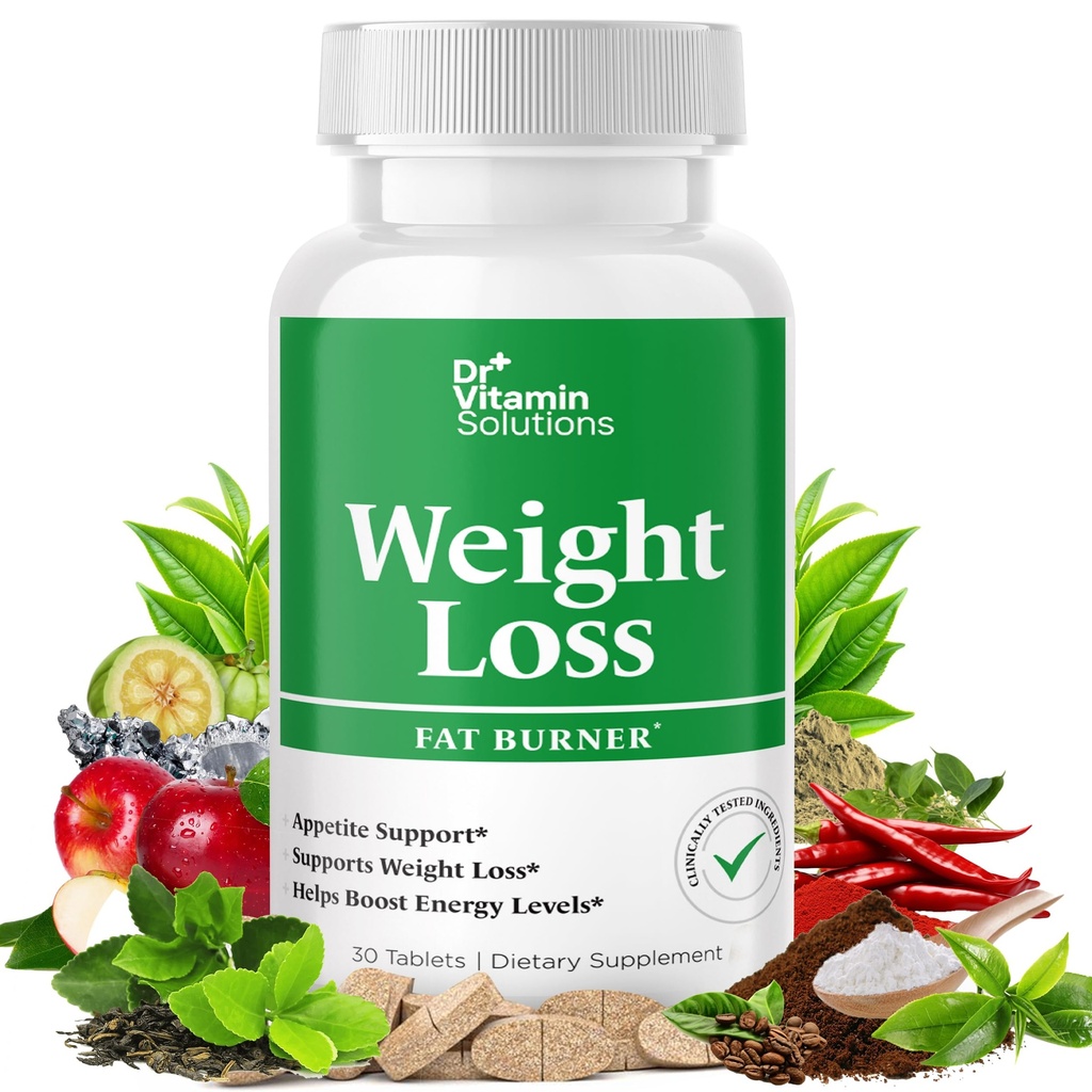 Fat Burner for Women & Men, Weight Los & Appetite Suppresant Diet Pills, Thermogenic Metabolism Booster dengan Teh Hijau, Garcinia Camigia, Chromium - Natural, Non-GMO - 30 Day Suppply, Dr Vitamin