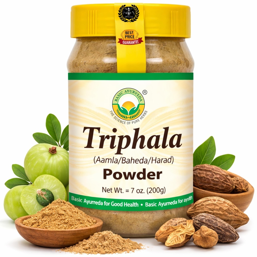 BASIC AYURVEDA Triphala Powder 7.05 Oz (200g) 124; 100% Natural Ayurvedic Black of Amla, Haritaki & Bibhitaki 124; Pasokan Kesehatan Digetical, Detox & Wellness 124;