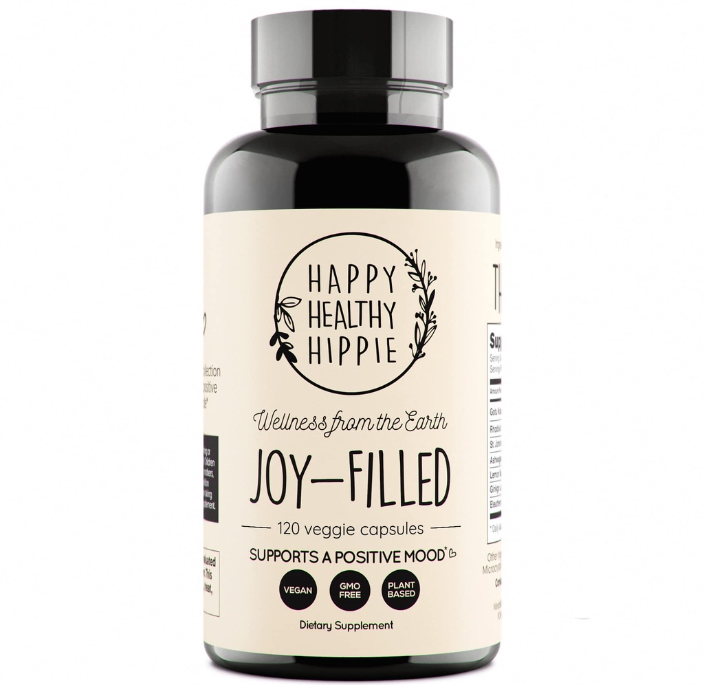 Joy- Filled Mood Suppplement - 7 Herb Complex w / St. Johns Worts (120 Ct) Additiment Stress Relief Stress dengan Rhodiola Rosea, Eleuthero 124; Membantu Tenang The Mind & Body 124; 100% Plant