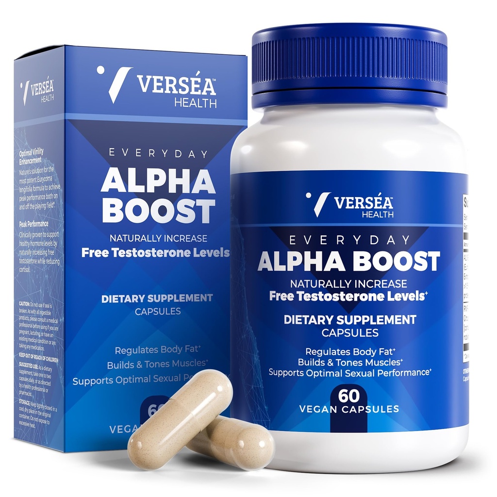 Alpha Boost - Dukungan Testosteron Natural Free, Energy, Stamina, Endurance & Vitality for Men & Women, Multivitamin for Healthy Aging & Performance & Utized VesIsOrb ® (60 Ct)
