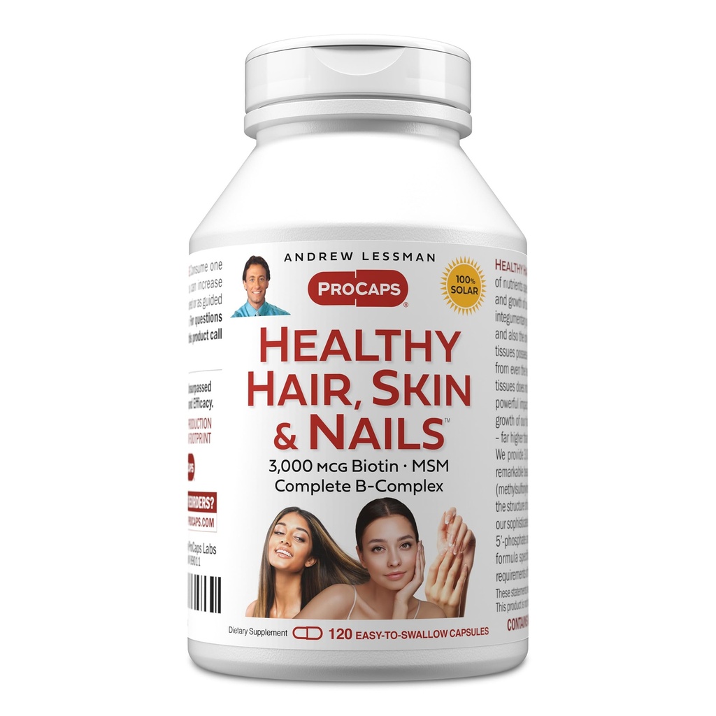 ANDREW LESSMAN Healthy Hair, Skin and Nails 120 Capsules - 5000 mcg High Bioactivity Biotin, B- Complex. Promoses Cantik Skin, Kuat Nails. Tidak ada Addonist Growth Vitamin Biotin Suplemen