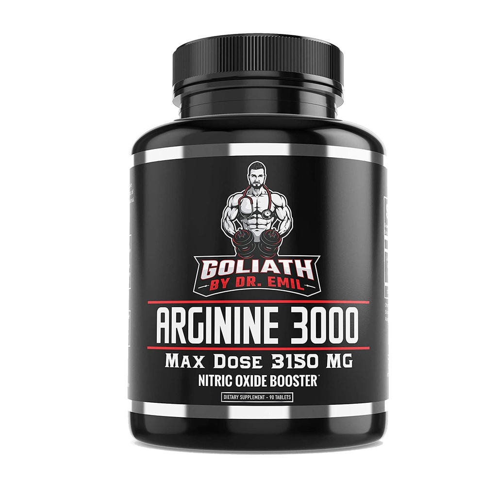 Dr. Emil - L Arginine (3150mg) Top Capsule Dose - Nitric Oxide Suplement for Vasculity, Endurance and Heart Health (AKG dan HCL) - 90 Tablet