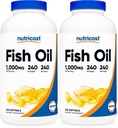 Nutricost Oil Omega 3 Softgels dengan EPA & DHA (1000mg of Fish Oil, 560mg dari Omega-3), 240 Softgeels, Non- GMO, Gluten Free. (Paket 2)