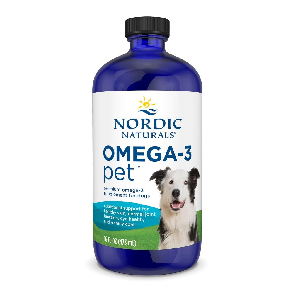 Nordic Nacials Omega-3 Pet, Unfeared - 16 oz - 1380 mg Omega-3 Per Teapoon - Minyak Ikan untuk Besar untuk Anjing Sangat Besar dengan EPA & DHA - Promotes Heart, Skin, Coat, & Imune Kesehatan