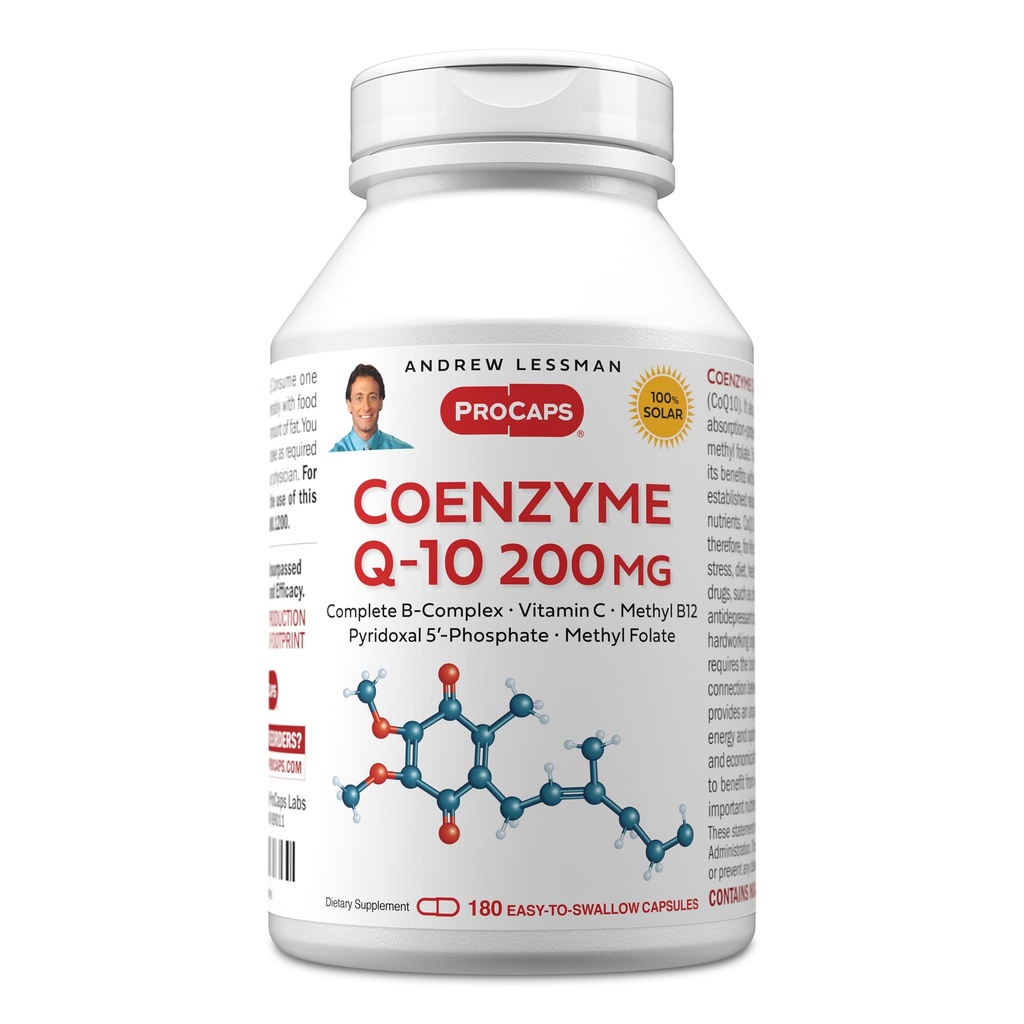 ANDREW LESSMAN Koenzim Q-10 200 mg 180 Capsules - Escalyption for Energy Production and Optimum Key Organ, Anti- Oxidant Dupted, Depleted by Aging, Plus B-Complex. Mudah untuk menelan Kapsul
