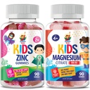 Gummies Magnesium untuk Anak & Dewasa - 500mg & Zinc Gummies untuk Anak-anak & Dewasa - Zinc Chewable Gummy untuk Dukungan Imune - Dukungan Anti-Zodant Alami Non- GMO Tambahan Perempuan Anak-Anak Pria Dewasa.