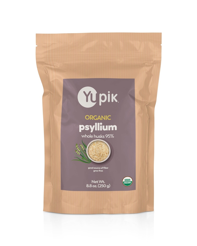 Yupik Organic Whole Husk Psyllium 8.8 Oz (Pack of 6), 95% Kemurnian Soluble Fiber, USDA Disertifikasi, Non-GMO, Kosher, Gluten- Free, Sugar- Free & Fat- Free, Unflasheed, Plant - Based
