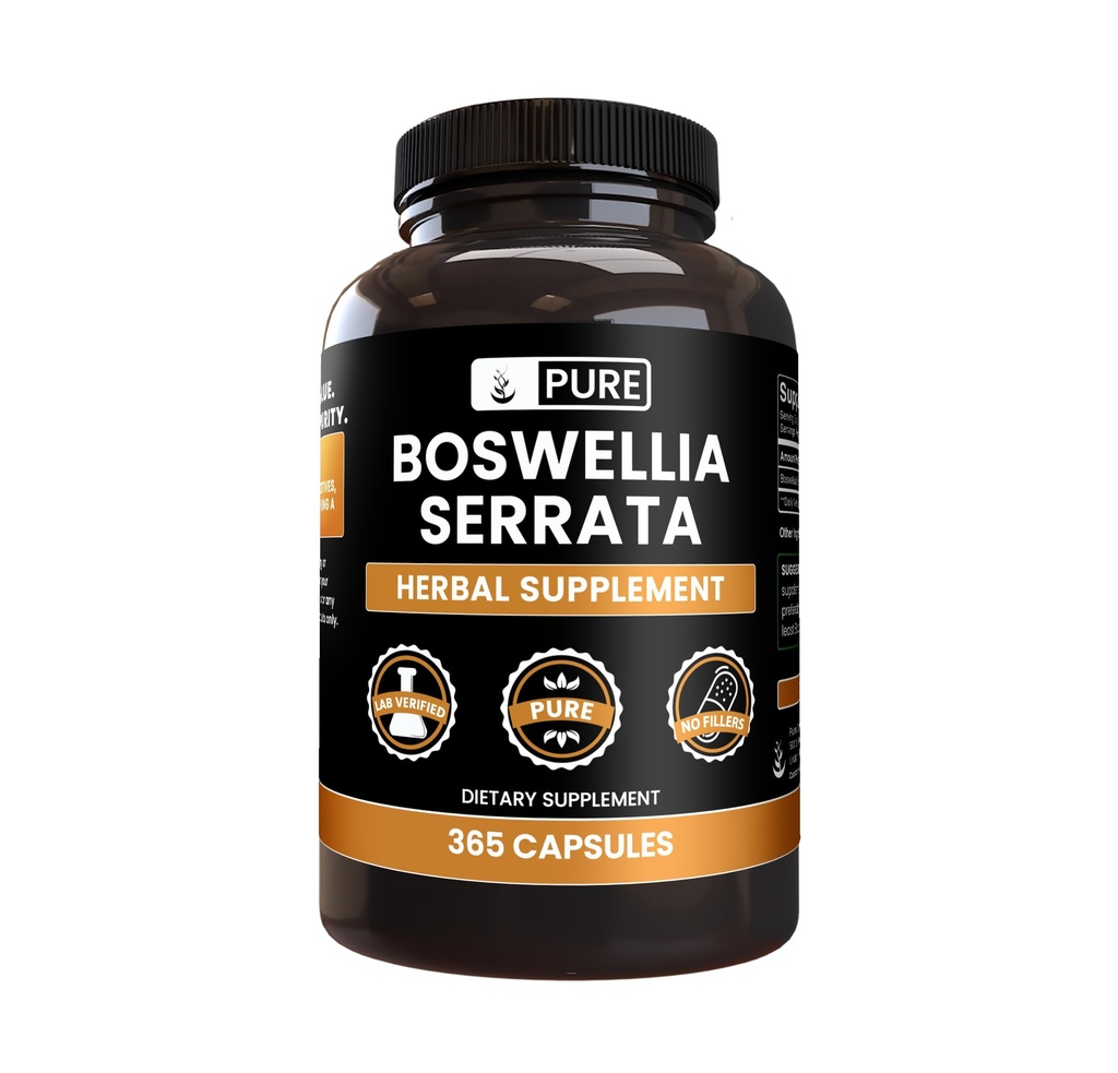 Murni Ingrediens Boswellia Serrata (365 Capsules) Tidak ada Magnesium Atau isian beras, Selalu Murni, Lab Verifikasi