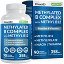 Methylated B Complex with Methylfolat and B12 Methylcobalamin 1000 mcg - Methylated Multivitamin for Energy, Brain Function, and Wellness - Vitamin B Complex for Men & Women (90 Servings) (Paket 1)