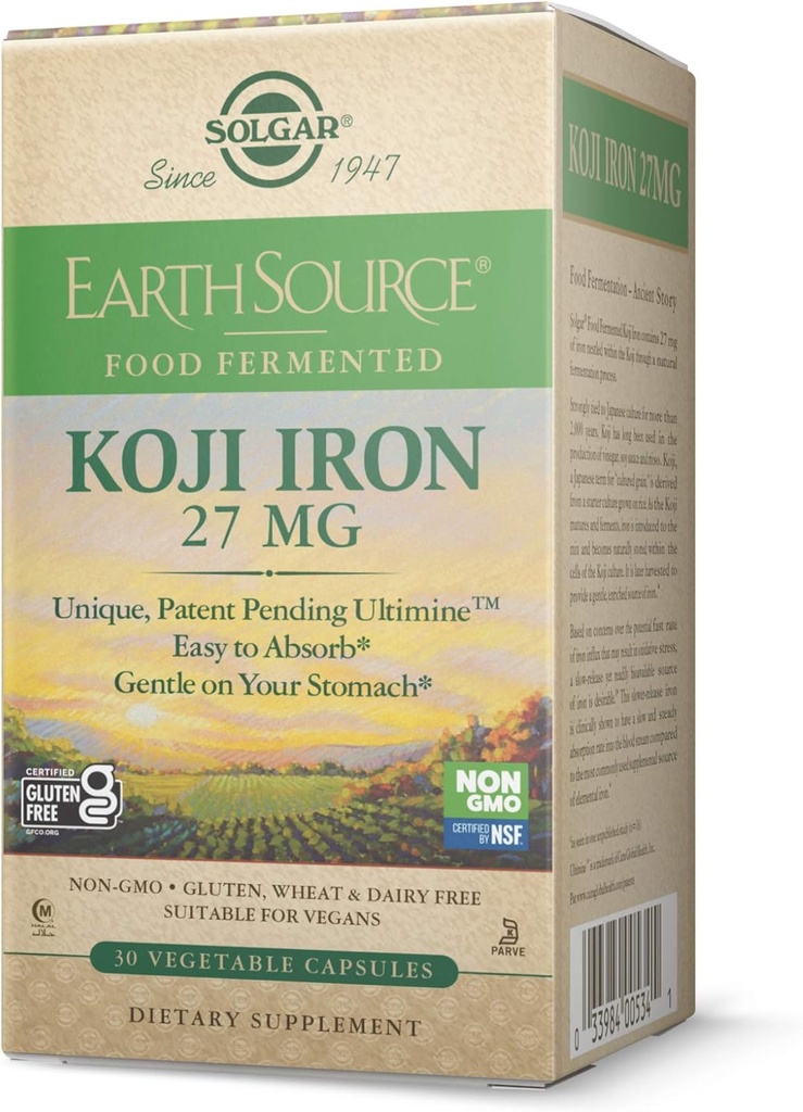 Solgar Earth Source Food Fermentasi Koji Iron 27mg, 30 Vegetable Capsules