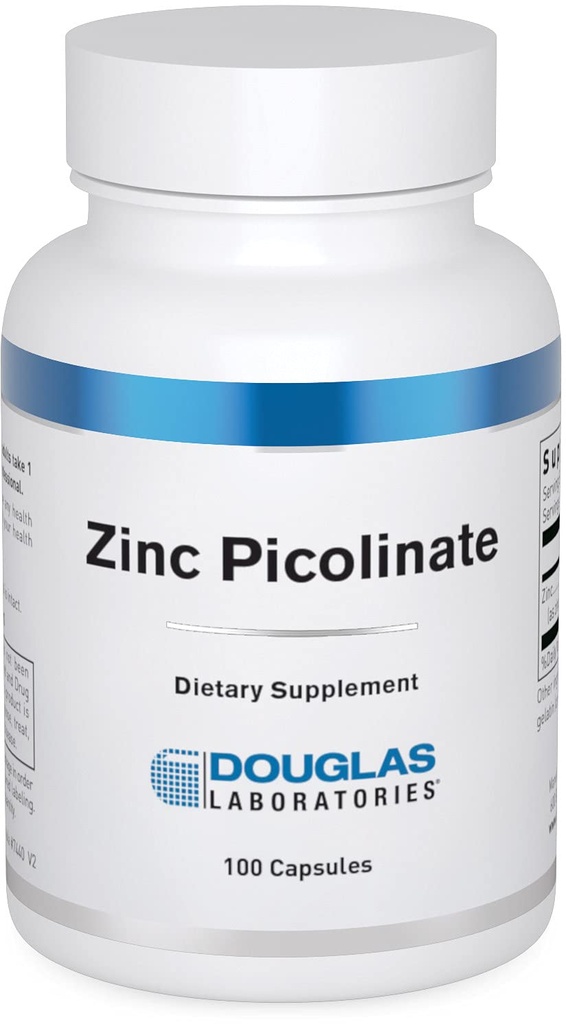 Laboratorium Douglas Zinc Picolinate - 50 mg Zinc - For Immune System, Antioksidants & Skin - Trace Mineral Suplemen - 100 Kapsul