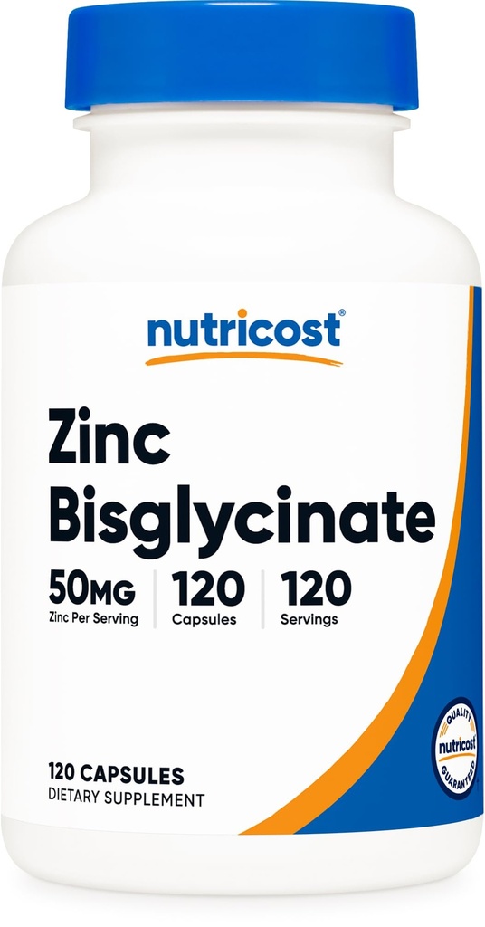 Zinc Bisglycinate (50mg) 120 Vegan Capsules - GMO-Free, Gluten- Free Suplemen