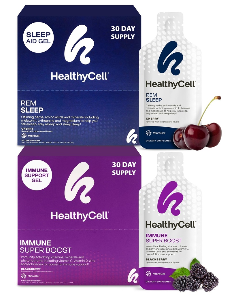 Sel kesehatan REM Tambahan Bantuan Bantuan Tidur + Immune Super Boost Bundle
