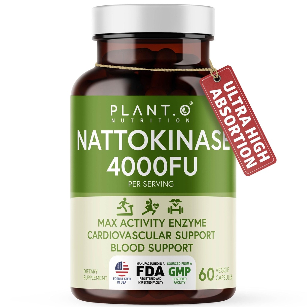 Tambahan Nattokinase dengan dukungan Max Enzyme - 4.000 FU Per Serving - Premium Nattokinase Formula untuk Dukungan Kesehatan Jantung - 60 Kapsul - Dibuat di AS