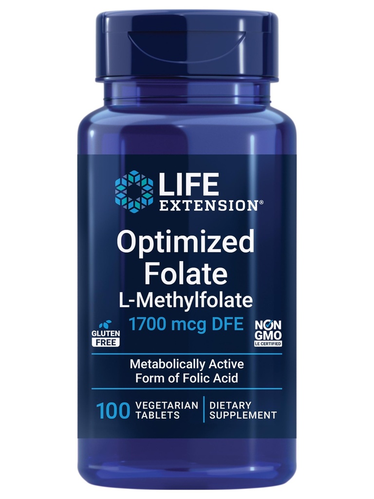 Ekstensi Hidup Teroptimasi Mengabaikan - L-methylfolat - Dukungan Hati & Otak, Tingkat Homocysteine Sehat - Non-GMO, Gluten- Bebas, Vegetarian - 1700 mcg DFE, 100 tablet Vegetarian